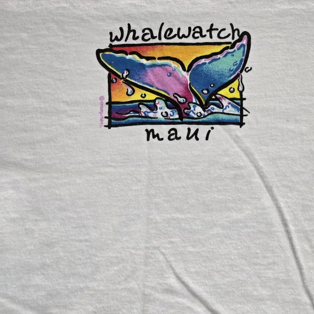 VINTAGE Crazy Shirts Women Shirt OS Single Stitch Whale Watch Maui 90s USA